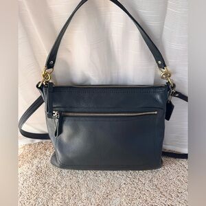 COACH Poppy Perri Hippie Black Pebbled Leather Crossbody 22421M - Brass HW